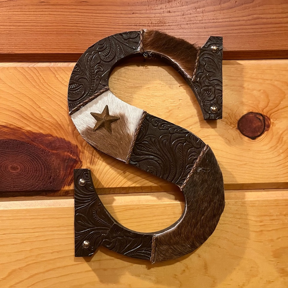 Western letter S wall decor cowhide